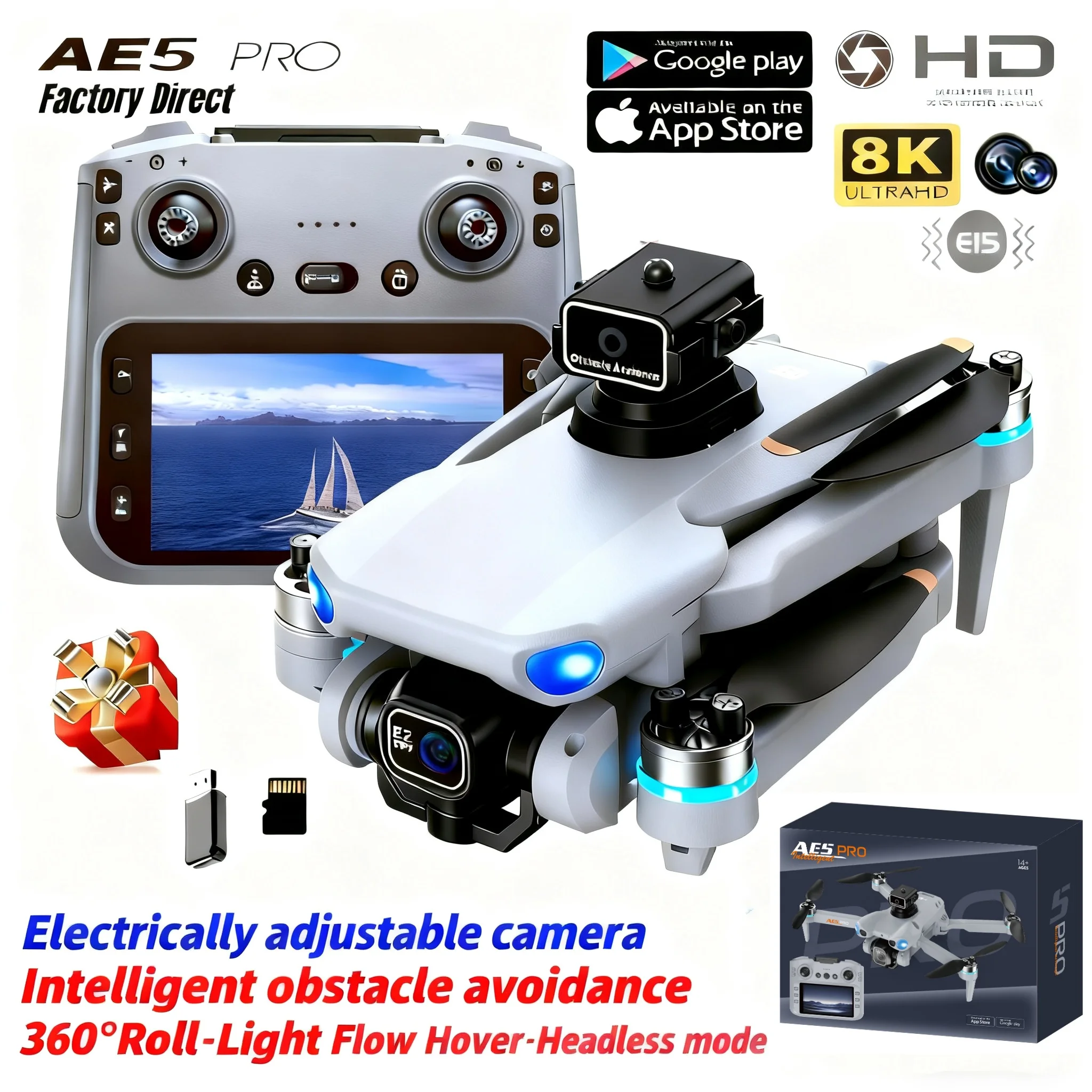 โดรน AE5 Pro 8K HD หน้าจอ 4.5  - Drone Kit Tricopter บทวิจารณ์และราคา