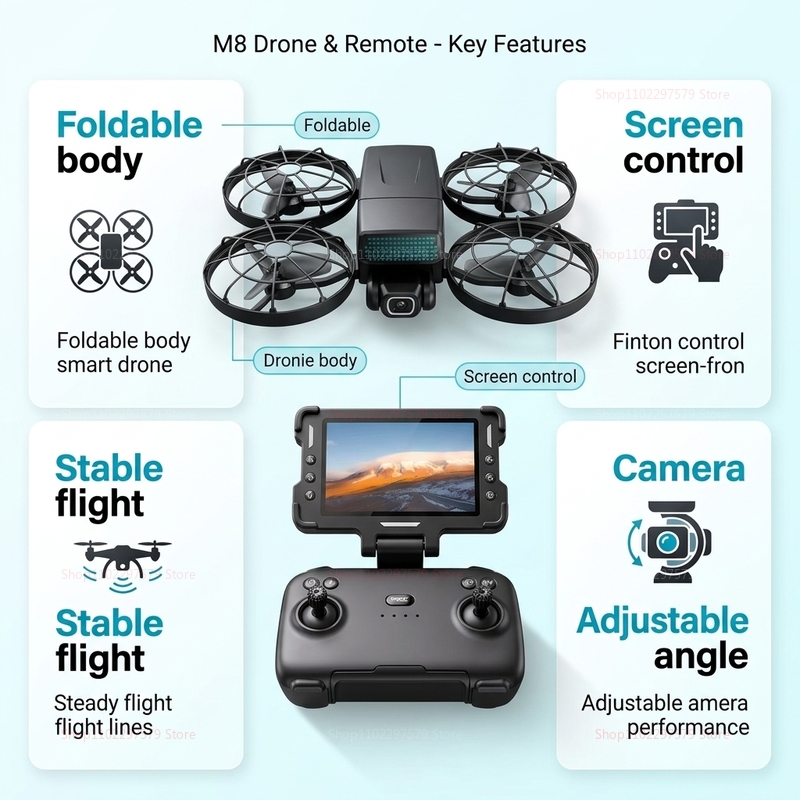 โดรนรุ่นใหม่ M8 GPS 8K ระดับมื - Drone Kit With Camera บทวิจารณ์และราคา